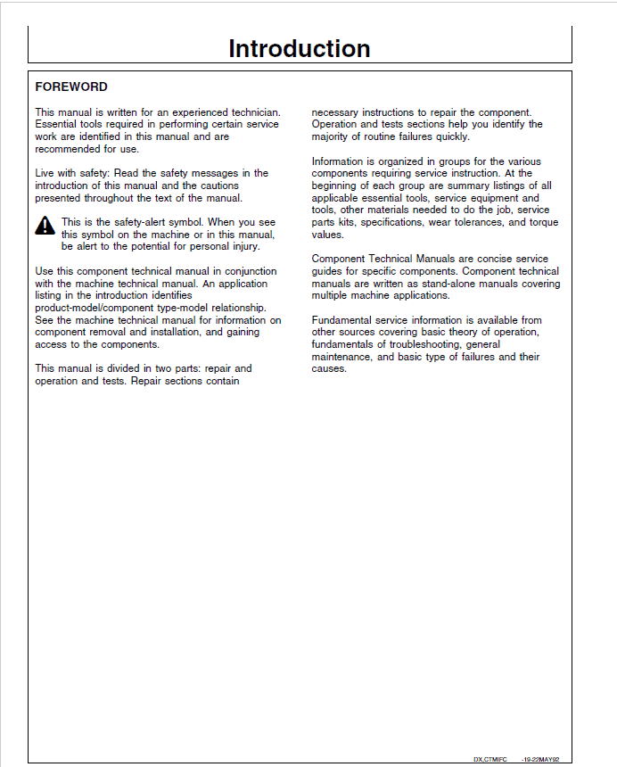 John Deere Series 500, 6619 Diesel Engines Service Repair Manual (CTM9) Workshop Guide