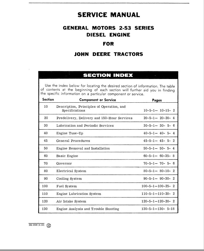John Deere General Motors 2-53 Series Diesel Engine Repair Manual (CTM2028) Workshop Guide