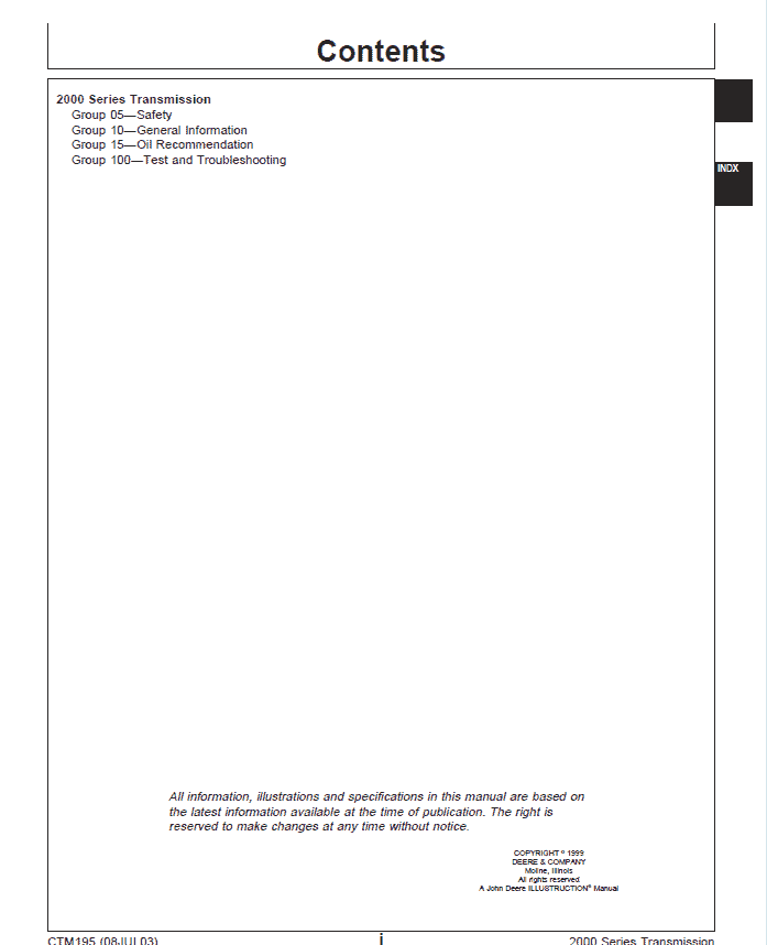 John Deere 2000 Series Transmission Repair Manual (CTM195) Workshop Guide