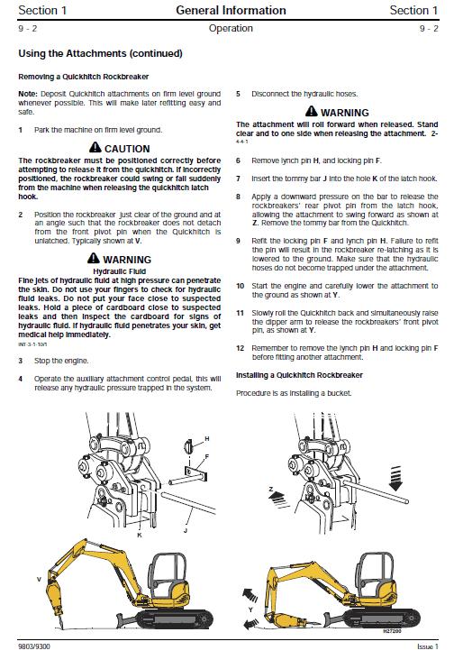 JCB 8027Z, 8032Z Mini Excavator Service Manual Workshop Guide