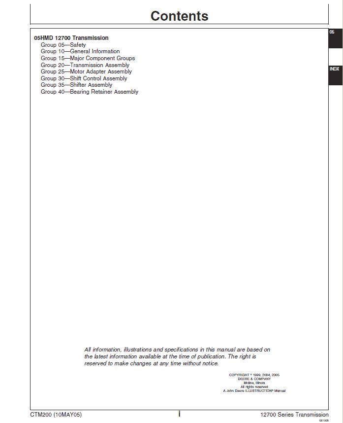 John Deere HMD 12700 Series Transmission Service Repair Manual (CTM200) Workshop Guide