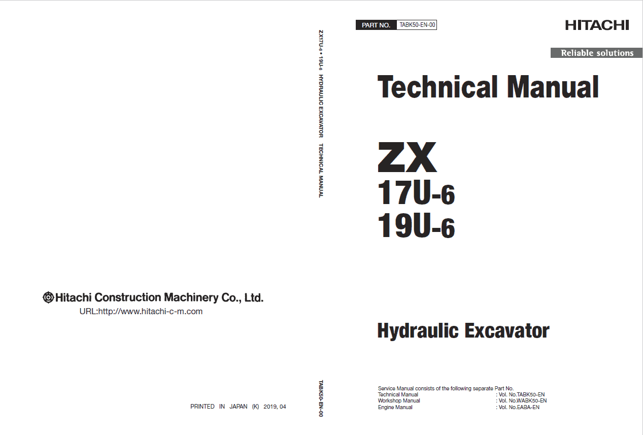 Hitachi ZX17U-6, ZX19U-6 Mini Excavator Service Repair Manual