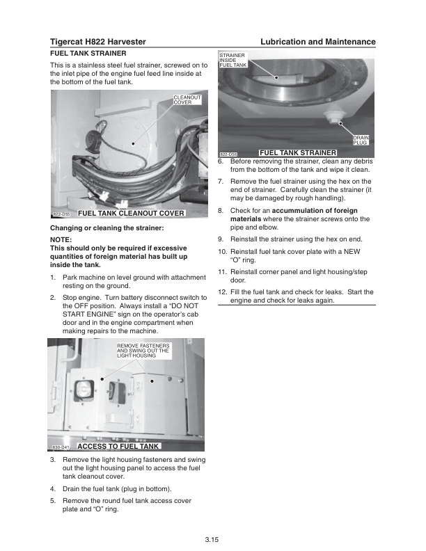 Tigercat H822 Harvester Repair Service Manual (822H0101 – 82230999)
