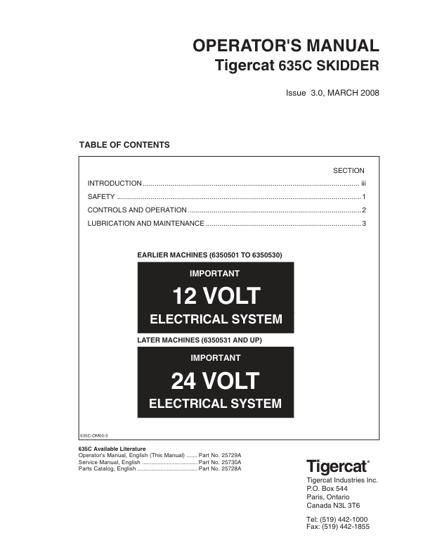 Tigercat 635C Skidder Repair Service Manual (6350501 – 6351000)