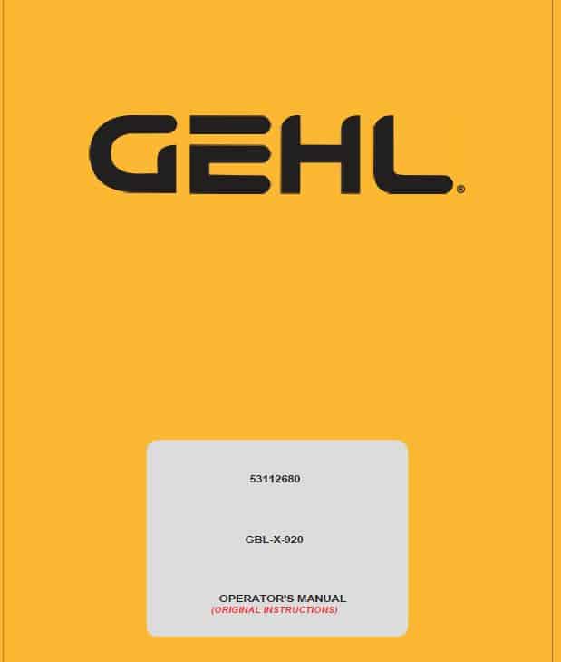 Gehl GBL-X-900, GBL-X-920 Backhoe Loader Repair Service Manual