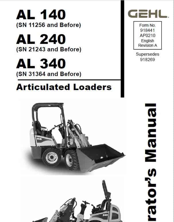 Gehl AL 240 Articulated Loader Repair Service Manual