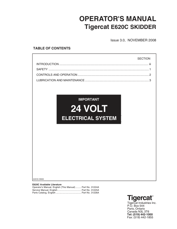 Tigercat E620C Skidder Repair Service Manual (6205001 – 6205200)