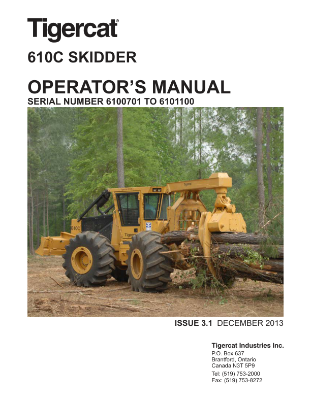Tigercat 610, 610C Skidder Repair Service Manual