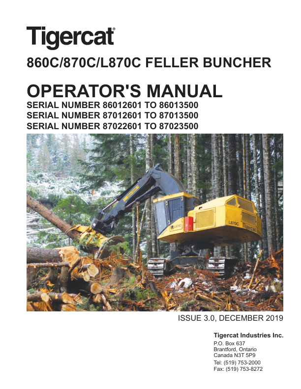 Tigercat 860C, 870C, L870C Feller Buncher Repair Service Manual