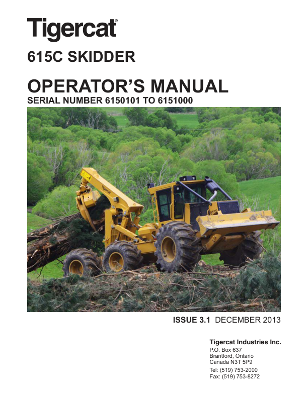 Tigercat 615C Skidder Repair Service Manual (6150101 – 6151000)