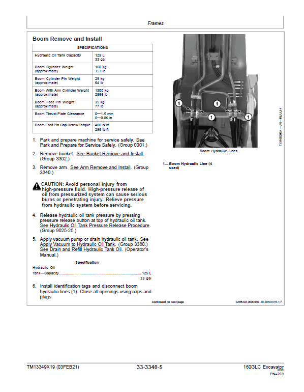 John Deere 160GLC Excavator Repair Technical Manual (S.N after F055671 -) Workshop Guide