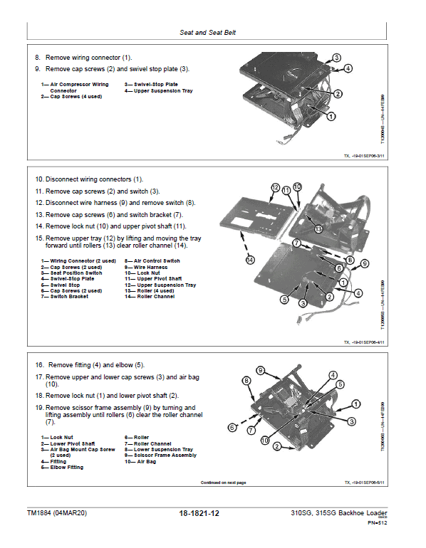 John Deere 310SG, 315SG Backhoe Loader Repair Technical Manual Workshop Guide