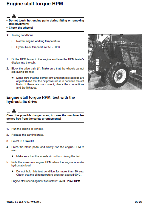 Komatsu WA65-5, WA70-5, WA80-5 Wheel Loader Service Manual Workshop Guide