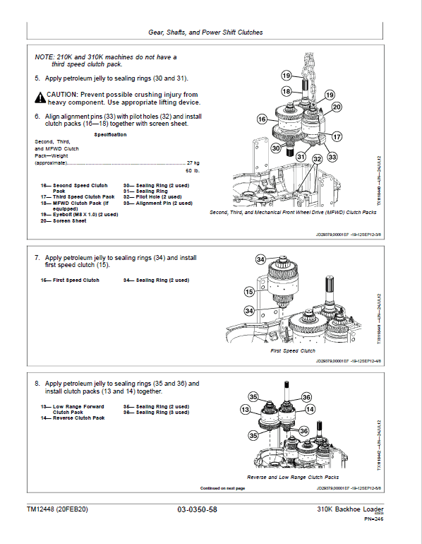John Deere 310K Backhoe Loader Repair Technical Manual (S.N after C219607 & D219607 – ) Workshop Guide