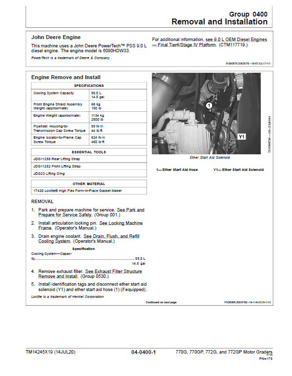 John Deere 770G, 770GP, 772G, 772GP Grader Technical Manual (S.N F680878 & L700954 – ) Workshop Guide