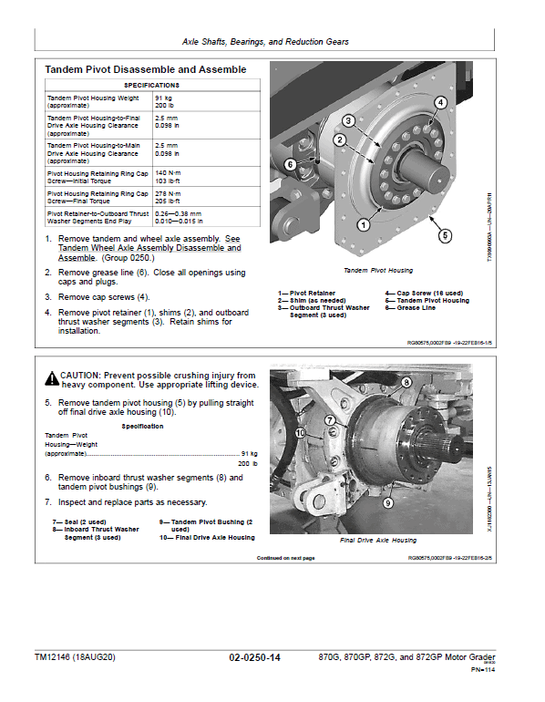 John Deere 870G, 870GP, 872G, 872GP Grader Manual (S.N 634754 -656507 & Engines W01 & W04) Workshop Guide