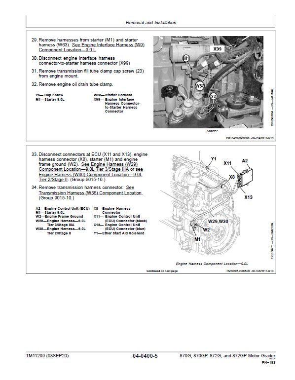 John Deere 870G, 870GP, 872G, 872GP Grader Technical Manual (S.N – 634753 ) Workshop Guide