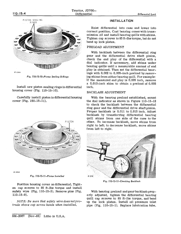John Deere JD 700 Tractor Repair Technical Manual SM2067 Workshop Guide