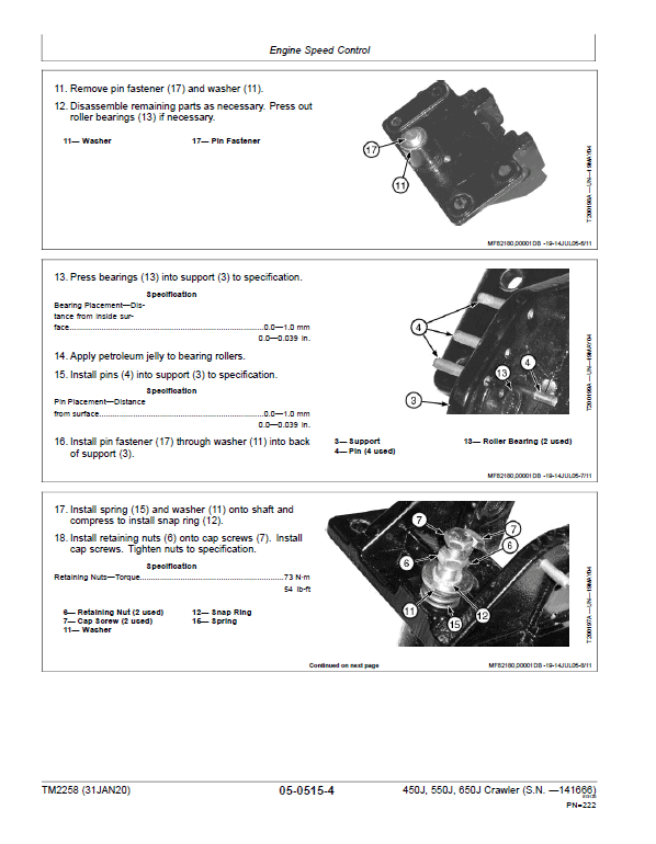 John Deere 450J, 550J, 650J Crawler Dozer Technical Manual (SN. before 141666) Workshop Guide