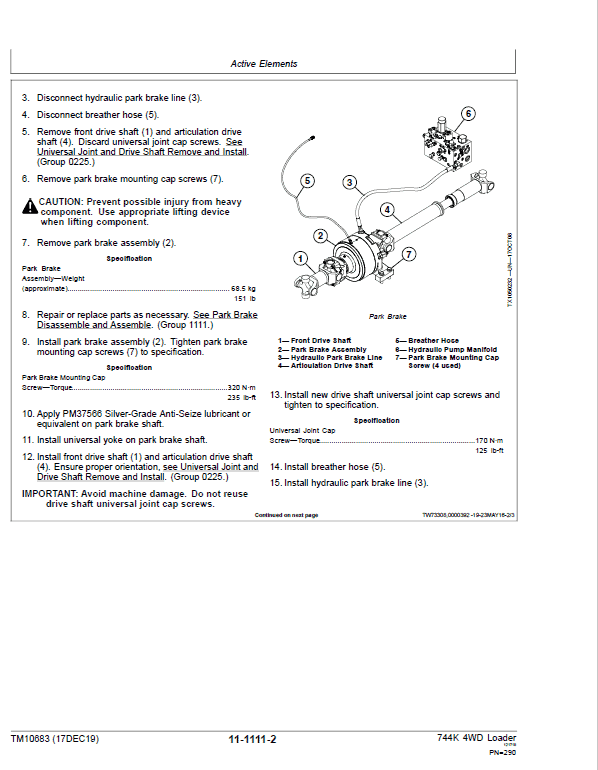 John Deere 744K 4WD Engine T3 & S2 Loader Technical Manual (S.N before – 632967 ) Workshop Guide