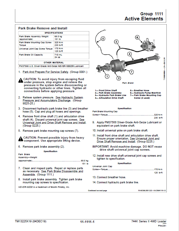 John Deere 744K Series II 4WD Loader Technical Manual (S.N after C664101 & D664101 – ) Workshop Guide