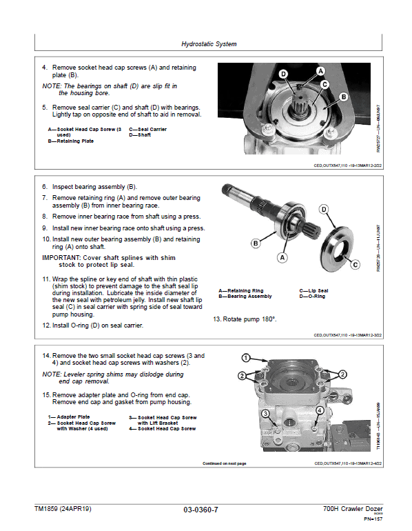 John Deere 700H Crawler Dozer Technical Manual (TM1858 and TM1859) Workshop Guide