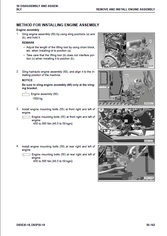 Komatsu D85EXi-18, D85PXi-18 Dozer Service Manual Workshop Guide