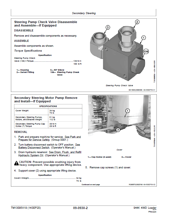 John Deere 944K 4WD Loader Repair Technical Manual (S.N E669456 – E690604) Workshop Guide
