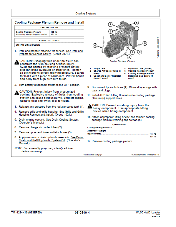John Deere WL56 4WD Loader Repair Technical Manual (S.N after D000509 – ) Workshop Guide