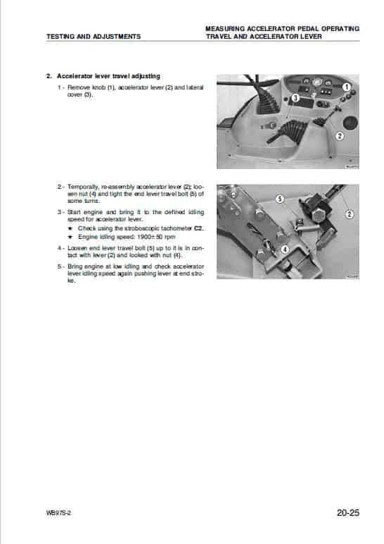 Komatsu WB97S-2 Backhoe Loader Repair Service Manual Workshop Guide