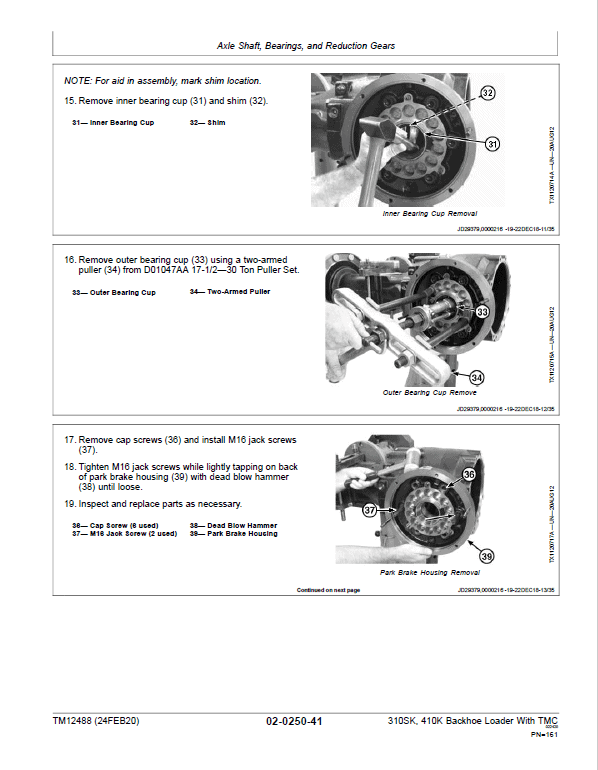 John Deere 310SK, 410K Backhoe Loader (TMC) Repair Technical Manual (S.N after E219607 – ) Workshop Guide