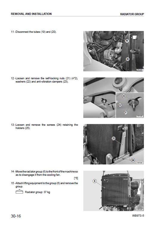 Komatsu WB97S-5 Backhoe Loader Repair Service Manual Workshop Guide