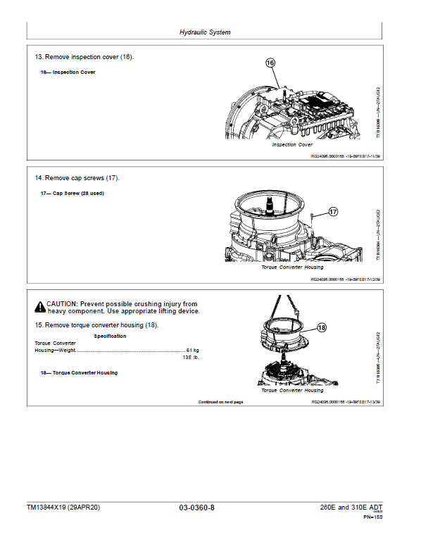 John Deere 260E and 310E Articulated Dump Truck Technical Manual (SN. from D677827) Workshop Guide
