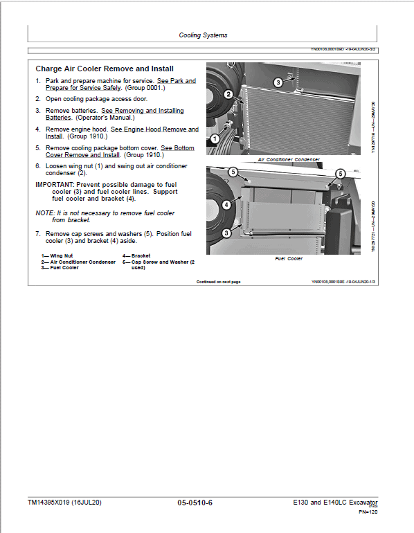 John Deere E130, E140LC Excavator Repair Technical Manual (SN. after DXXXXXX – ) Workshop Guide
