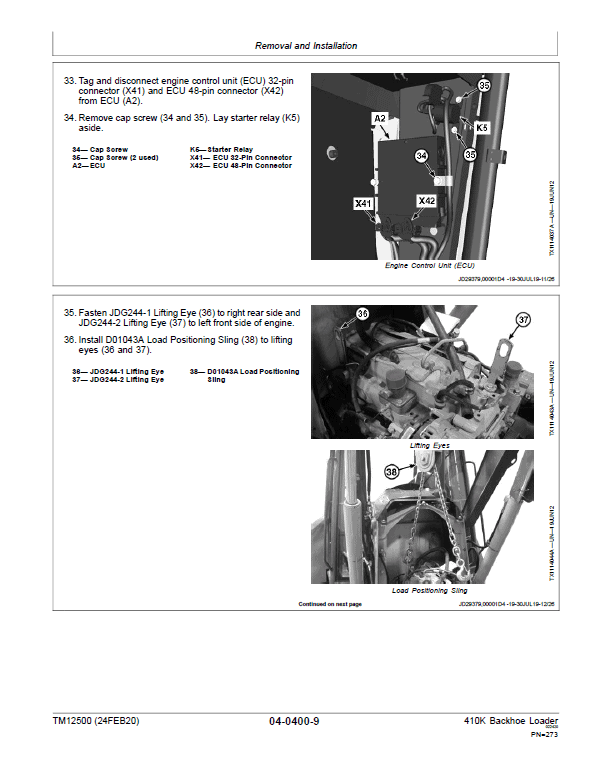 John Deere 410K Backhoe Loader Repair Technical Manual (S.N after C219607 & D219607 – ) Workshop Guide