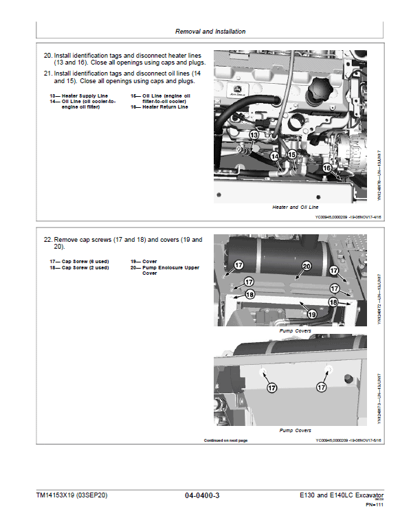 John Deere E130, E140LC Excavator Repair Technical Manual (SN. after D300003 – ) Workshop Guide