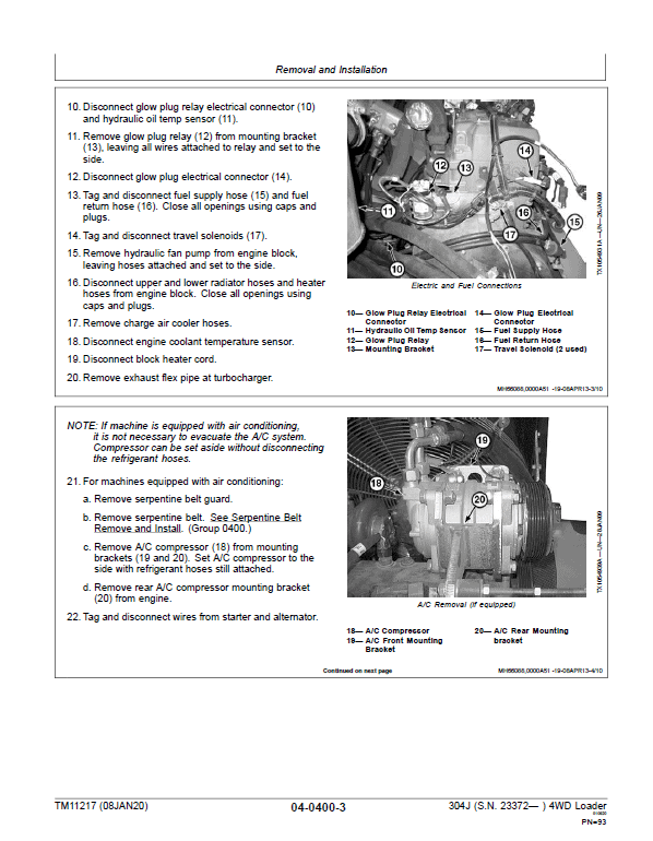 John Deere 304J 4WD Loader Technical Manual (SN. from 23372) Workshop Guide