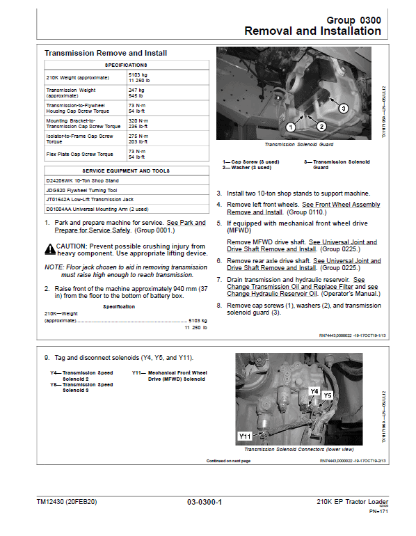 John Deere 210K EP Tractor Loader Repair Technical Manual (S.N after G891000 -) Workshop Guide