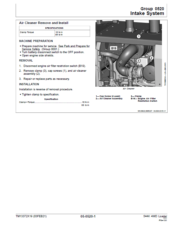 John Deere 544K 4WD Loader Technical Manual (SN. D670308 – D677548) Workshop Guide