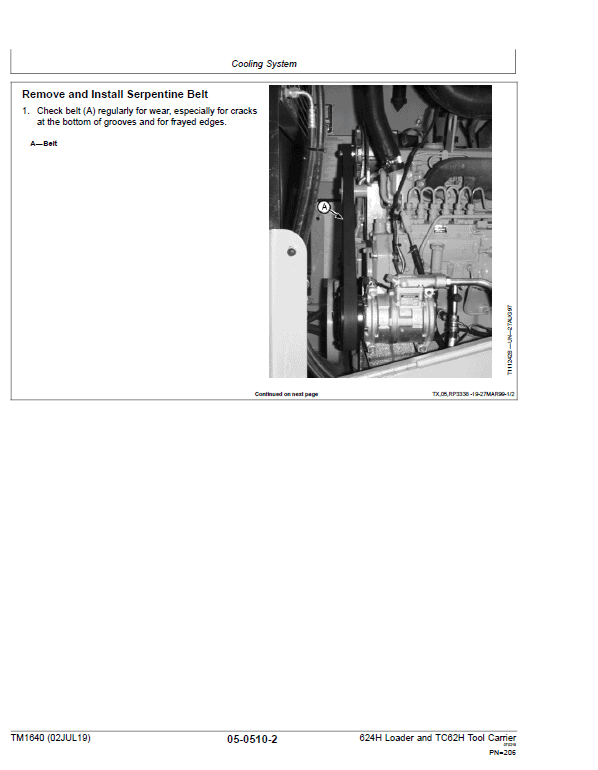 John Deere 624H, TC62H Loader Repair Technical Manual Workshop Guide