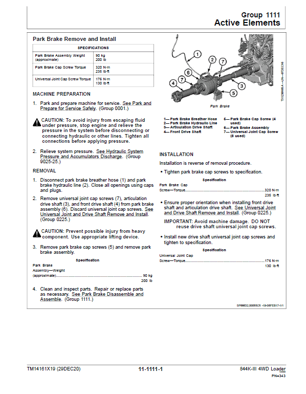 John Deere 844K-II 4WD Loader Technical Manual (SN. from D677782) Workshop Guide