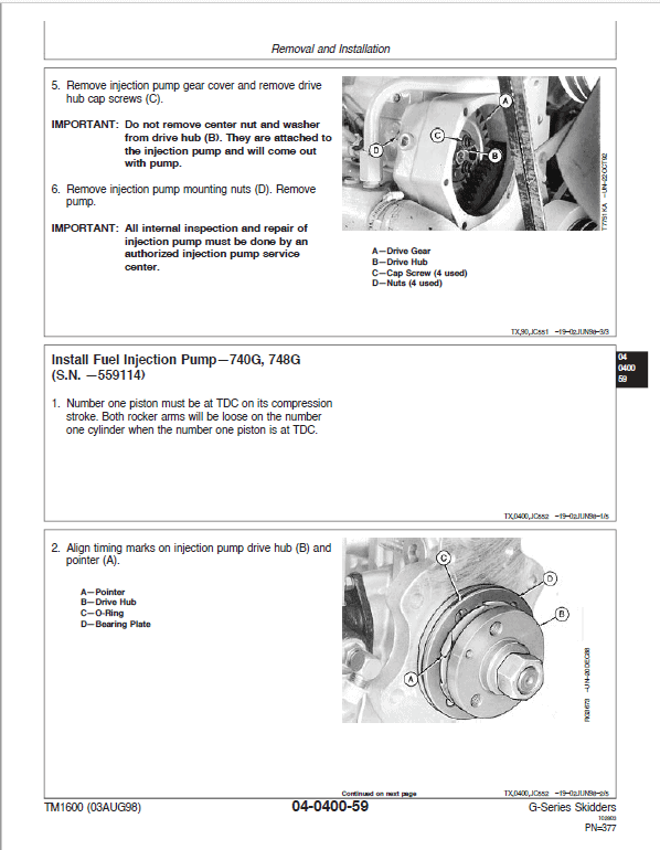 John Deere 548G, 648G, 748G Grapple Skiders Repair Manual (S.N before 565684) Workshop Guide