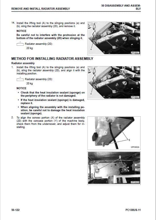 Komatsu PC138US-11 Excavator Repair Service Manual Workshop Guide