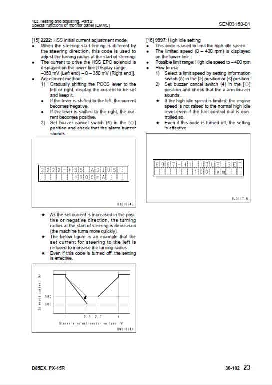 Komatsu D85EX-15R, D85PX-15R Dozer Service Manual Workshop Guide