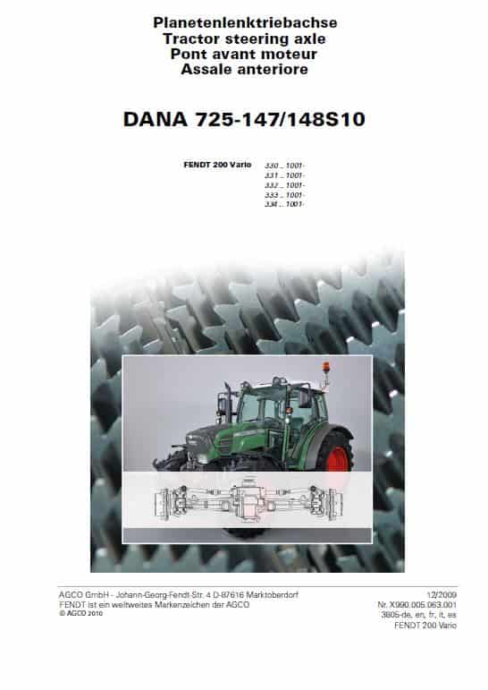 Fendt 207, 208, 209, 210, 211 COM III Tractors Workshop Repair Manual Workshop Guide