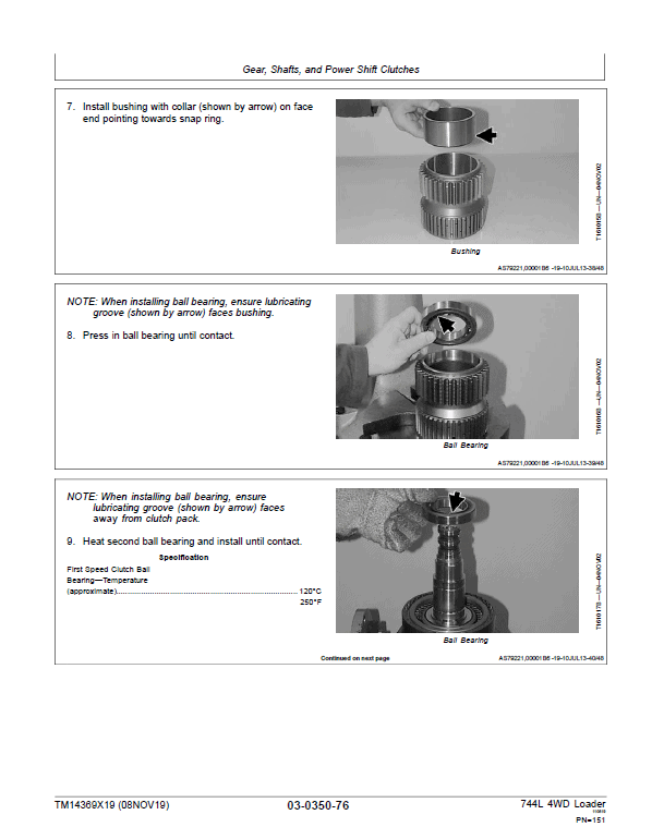 John Deere 744L 4WD Loader Repair Technical Manual (S.N F697293 & L697293 – ) Workshop Guide