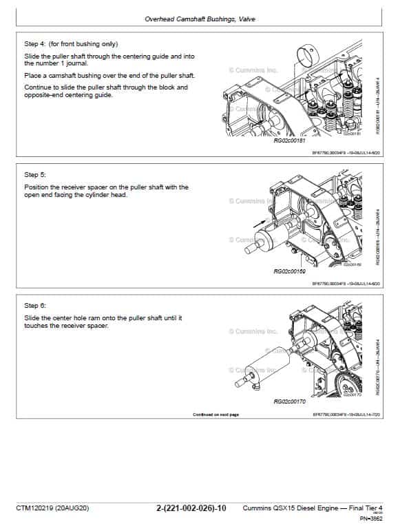 John Deere Cummins QSX15, ISX15 Diesel Engine Tier 4 Repair Technical Manual (CTM120219) Workshop Guide
