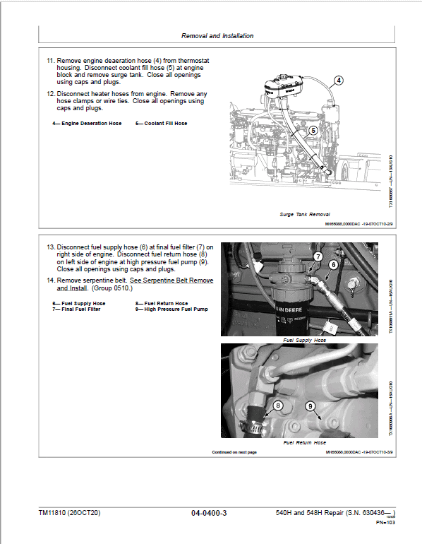 John Deere 540H, 548H Skidder Repair Technical Manual (S.N after 630436 – ) Workshop Guide