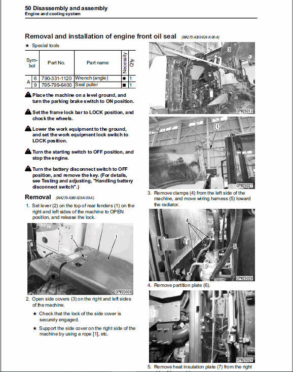 Komatsu WA270-7 Wheel Loader Service Manual Workshop Guide