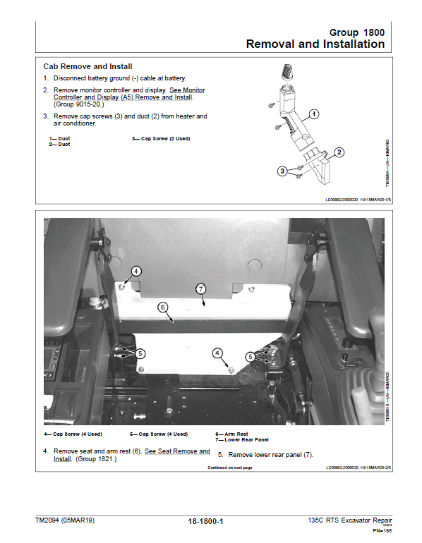 John Deere 135C RTS Excavator Repair Technical Manual Workshop Guide